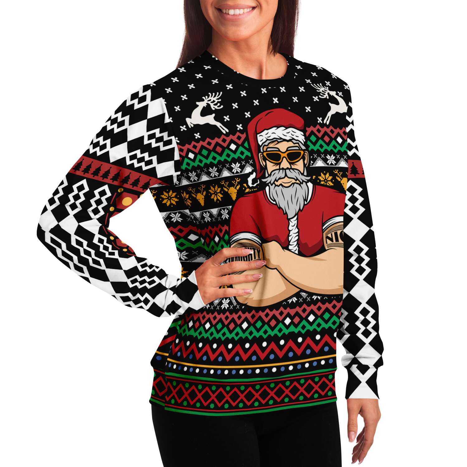 Naughty Santa Bouncer Ugly Christmas Sweater-grizzshop