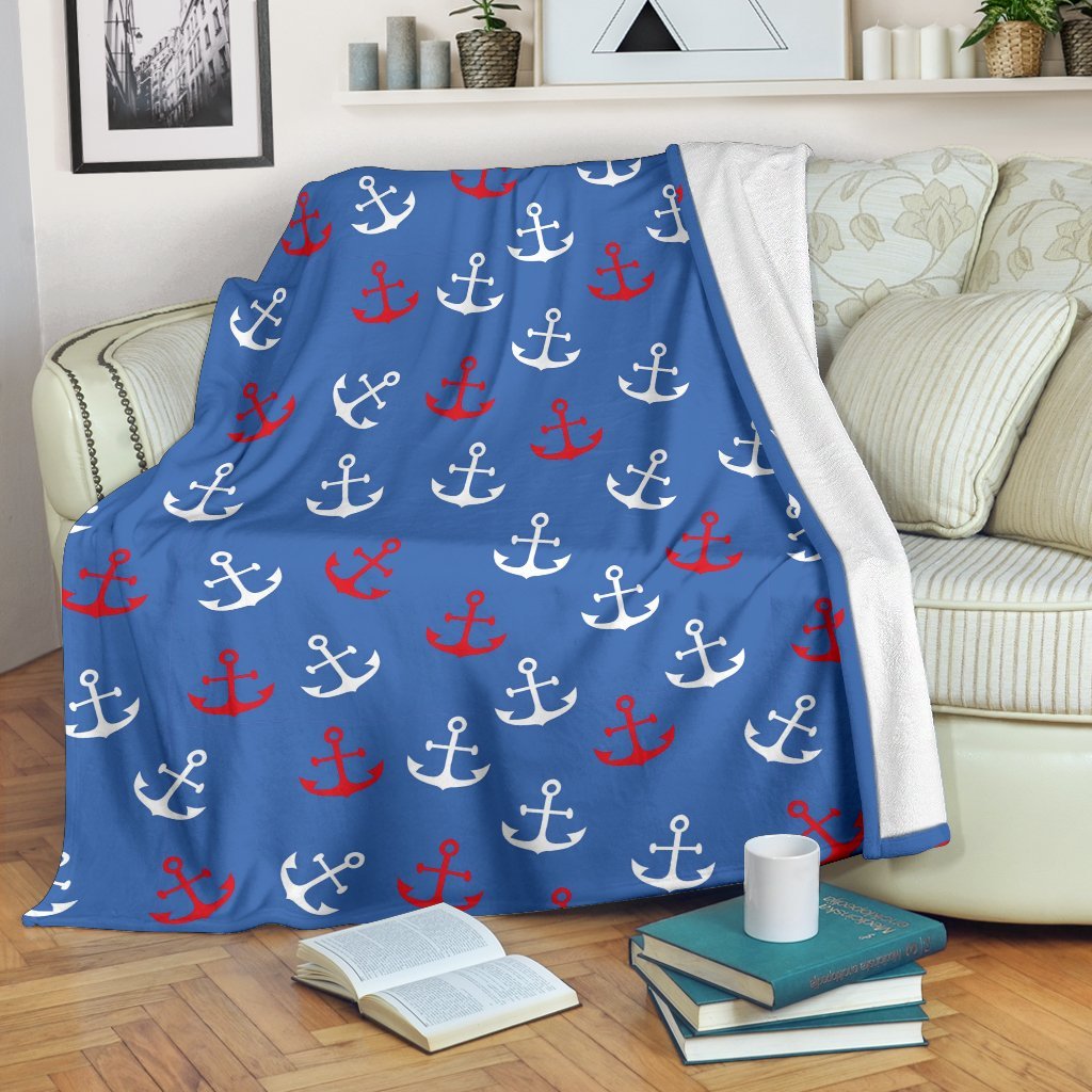 Nautical Anchor Pattern Print Blanket-grizzshop