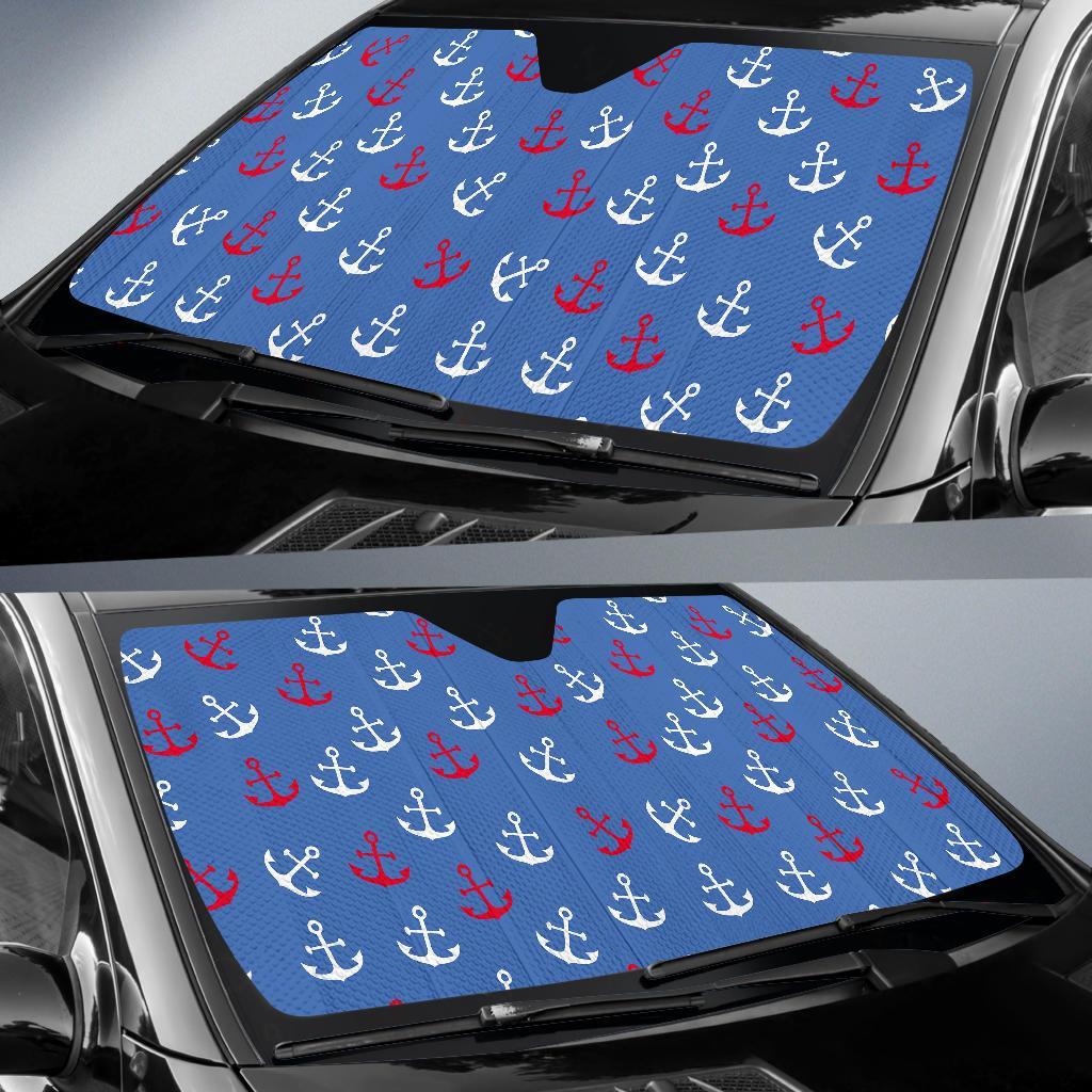 Nautical Anchor Pattern Print Car Sun Shade-grizzshop