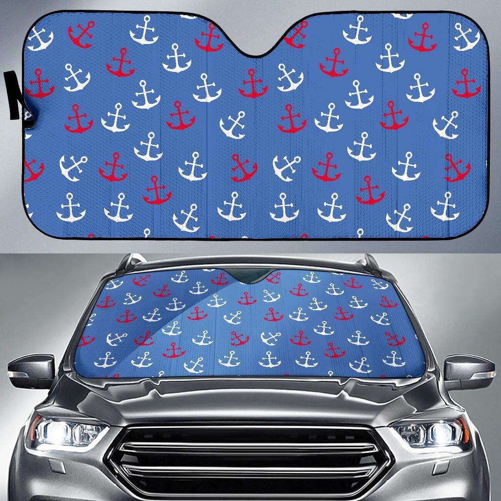 Nautical Anchor Pattern Print Car Sun Shade-grizzshop