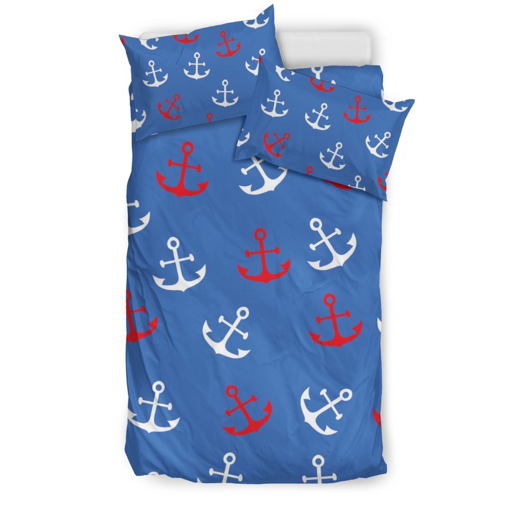 Nautical Anchor Pattern Print Duvet Cover Bedding Set-grizzshop