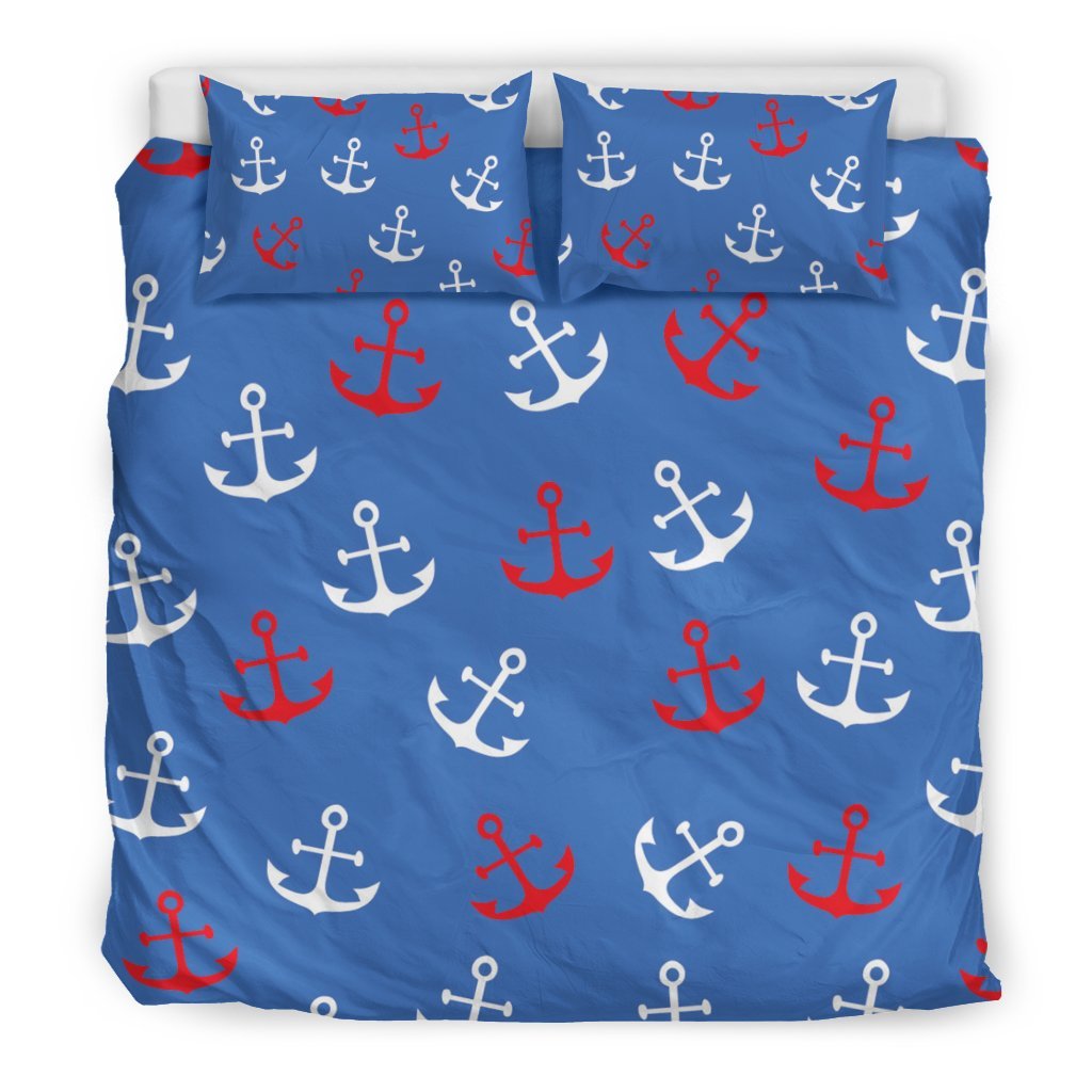 Nautical Anchor Pattern Print Duvet Cover Bedding Set-grizzshop