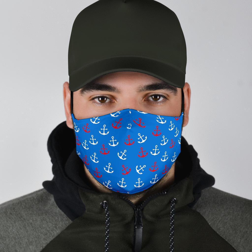 Nautical Anchor Pattern Print Face Mask-grizzshop