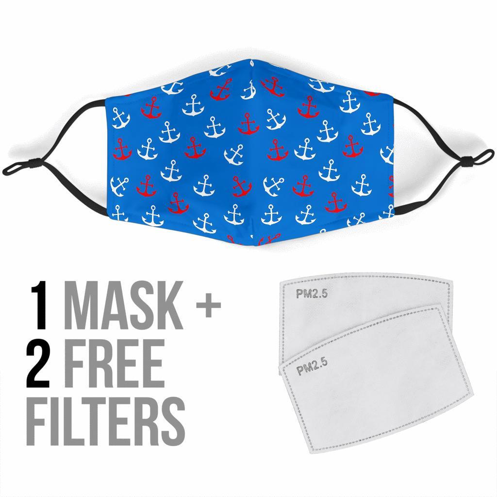 Nautical Anchor Pattern Print Face Mask-grizzshop