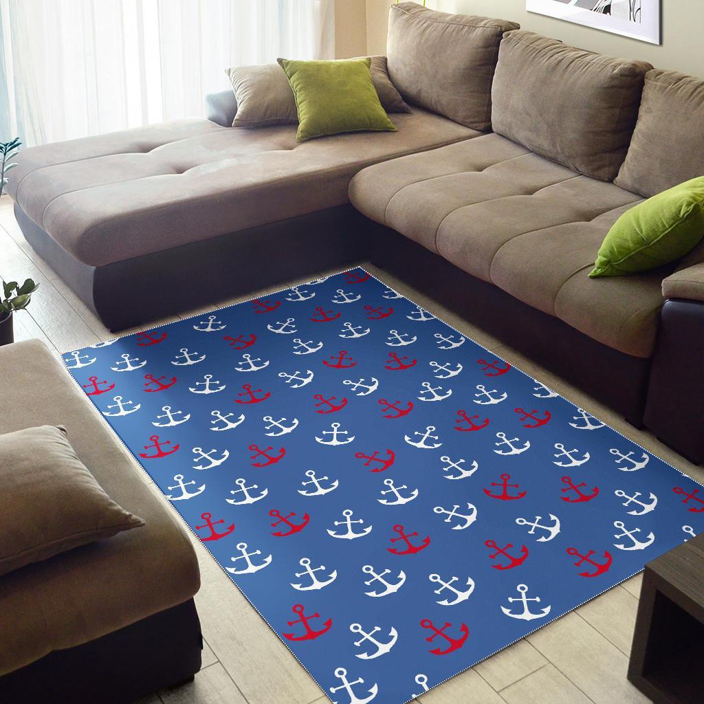 Nautical Anchor Pattern Print Floor Mat-grizzshop