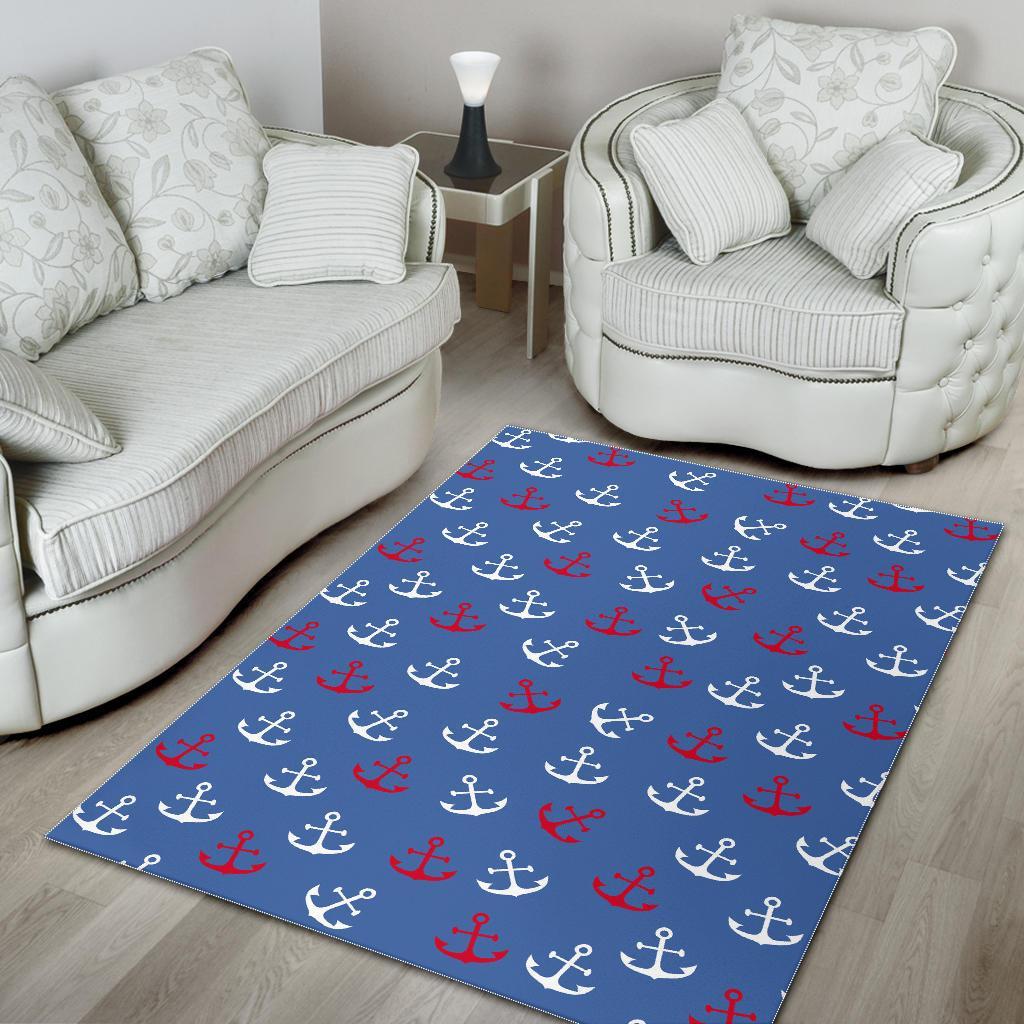 Nautical Anchor Pattern Print Floor Mat-grizzshop