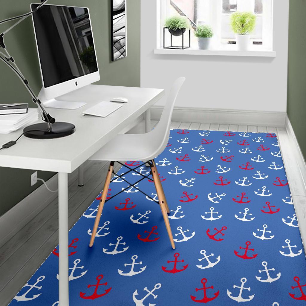 Nautical Anchor Pattern Print Floor Mat-grizzshop