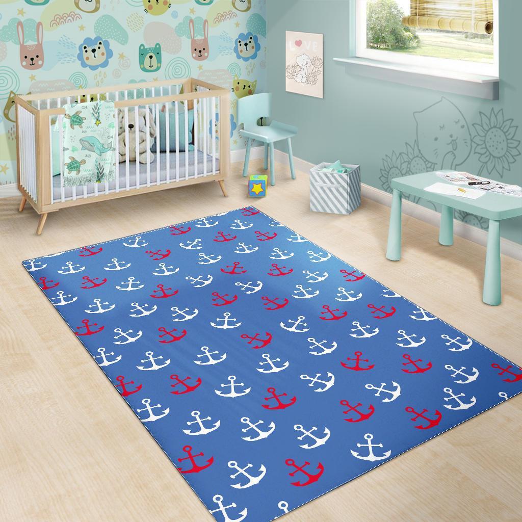 Nautical Anchor Pattern Print Floor Mat-grizzshop