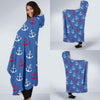 Nautical Anchor Pattern Print Hooded Blanket-grizzshop