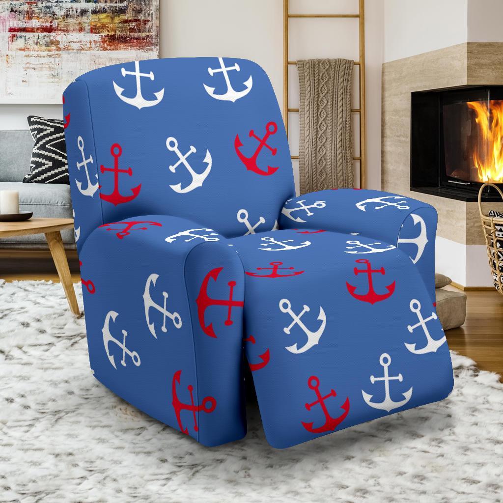 Nautical Anchor Pattern Print Recliner Cover-grizzshop