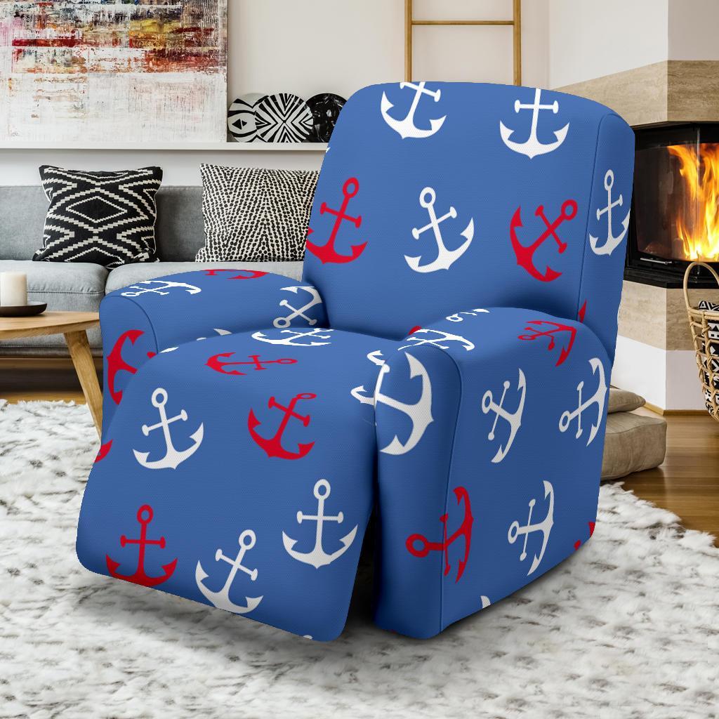 Nautical Anchor Pattern Print Recliner Cover-grizzshop