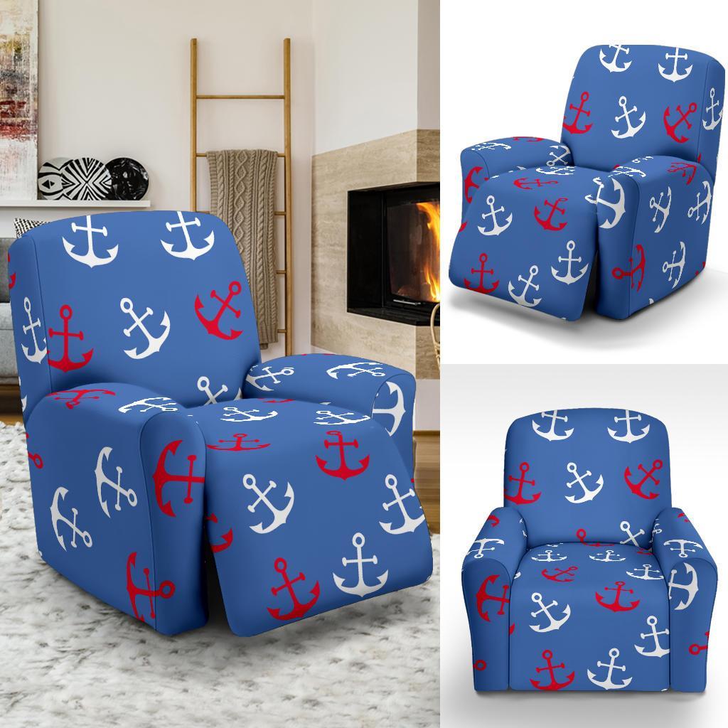 Nautical Anchor Pattern Print Recliner Cover-grizzshop