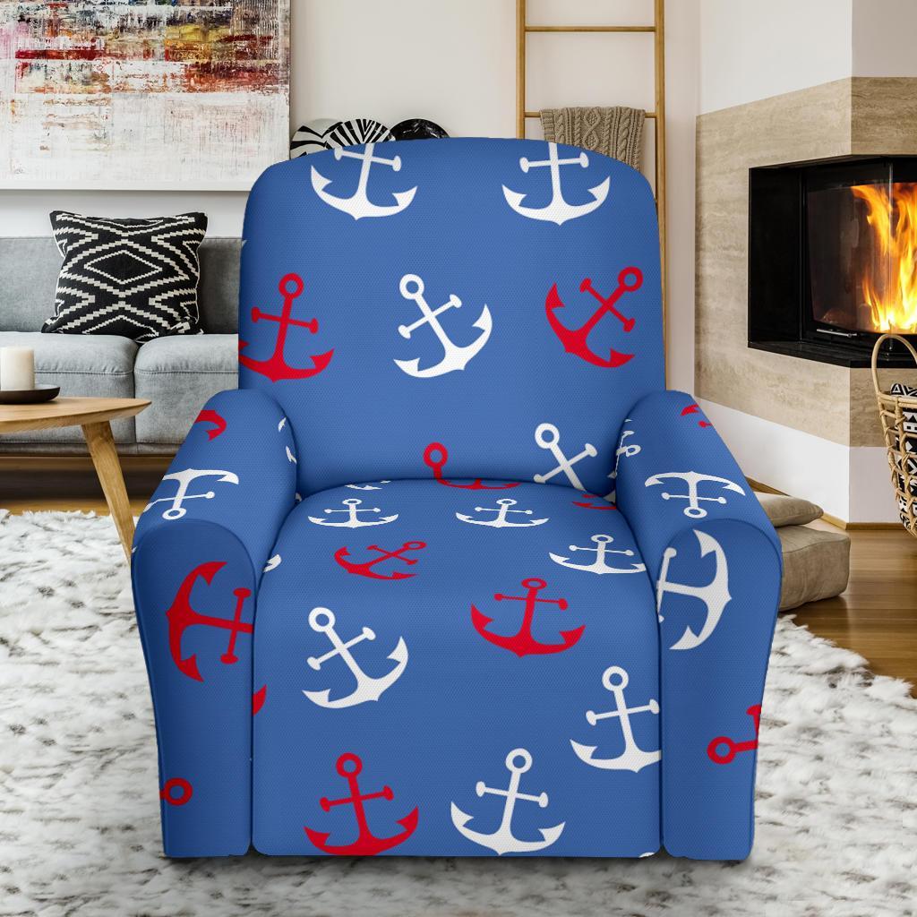 Nautical Anchor Pattern Print Recliner Cover-grizzshop