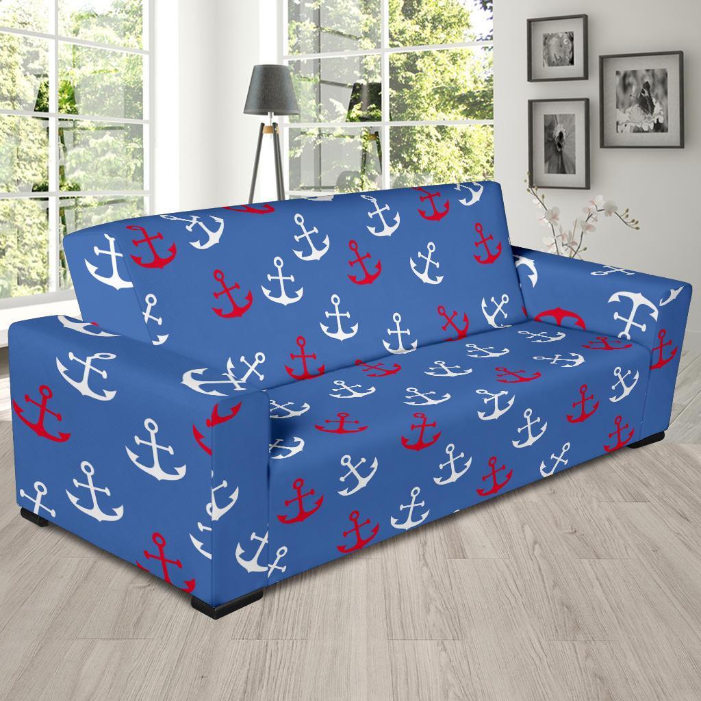 Nautical Anchor Pattern Print Sofa Covers-grizzshop