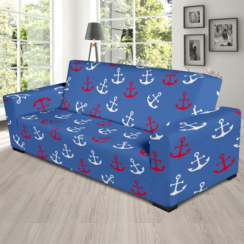 Nautical Anchor Pattern Print Sofa Covers-grizzshop