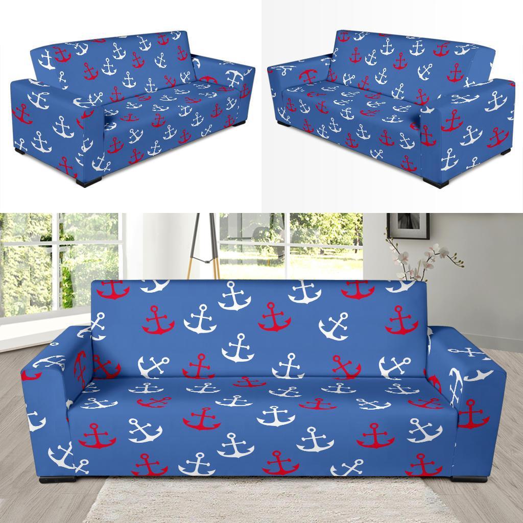 Nautical Anchor Pattern Print Sofa Covers-grizzshop