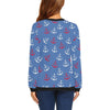 Nautical Anchor Pattern Print Women Crewneck Sweatshirt-grizzshop