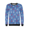 Nautical Anchor Pattern Print Women Crewneck Sweatshirt-grizzshop