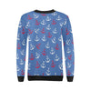 Nautical Anchor Pattern Print Women Crewneck Sweatshirt-grizzshop