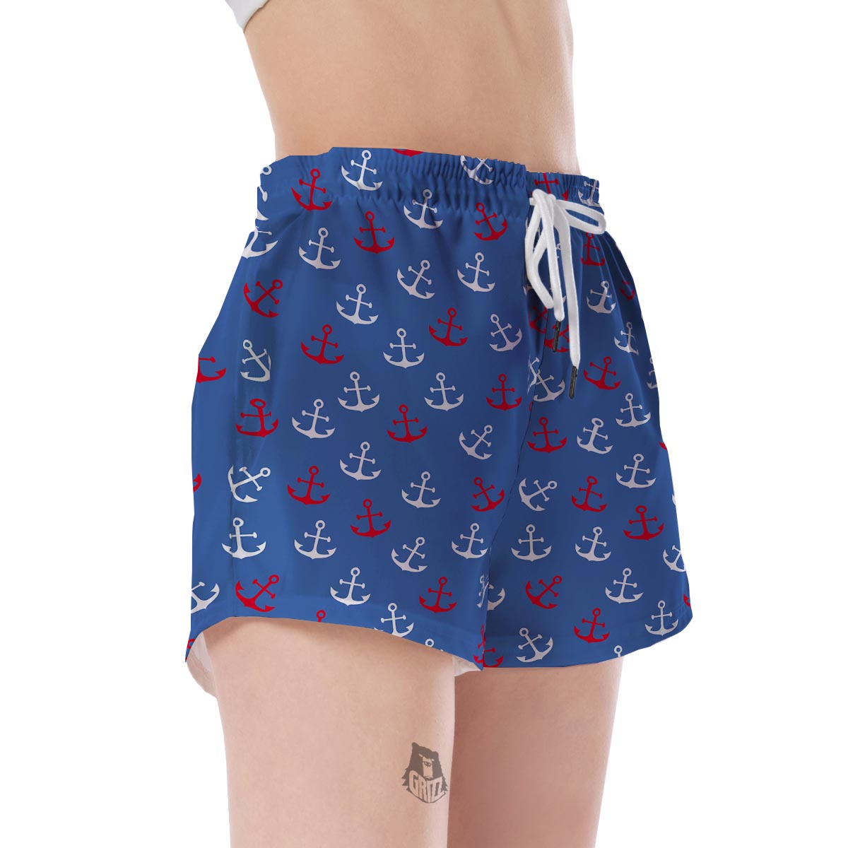 Nautical Anchor Pattern Print Women's Shorts-grizzshop