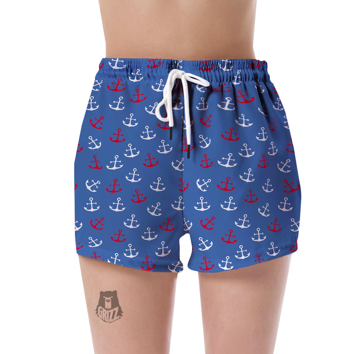 Nautical Anchor Pattern Print Women's Shorts-grizzshop