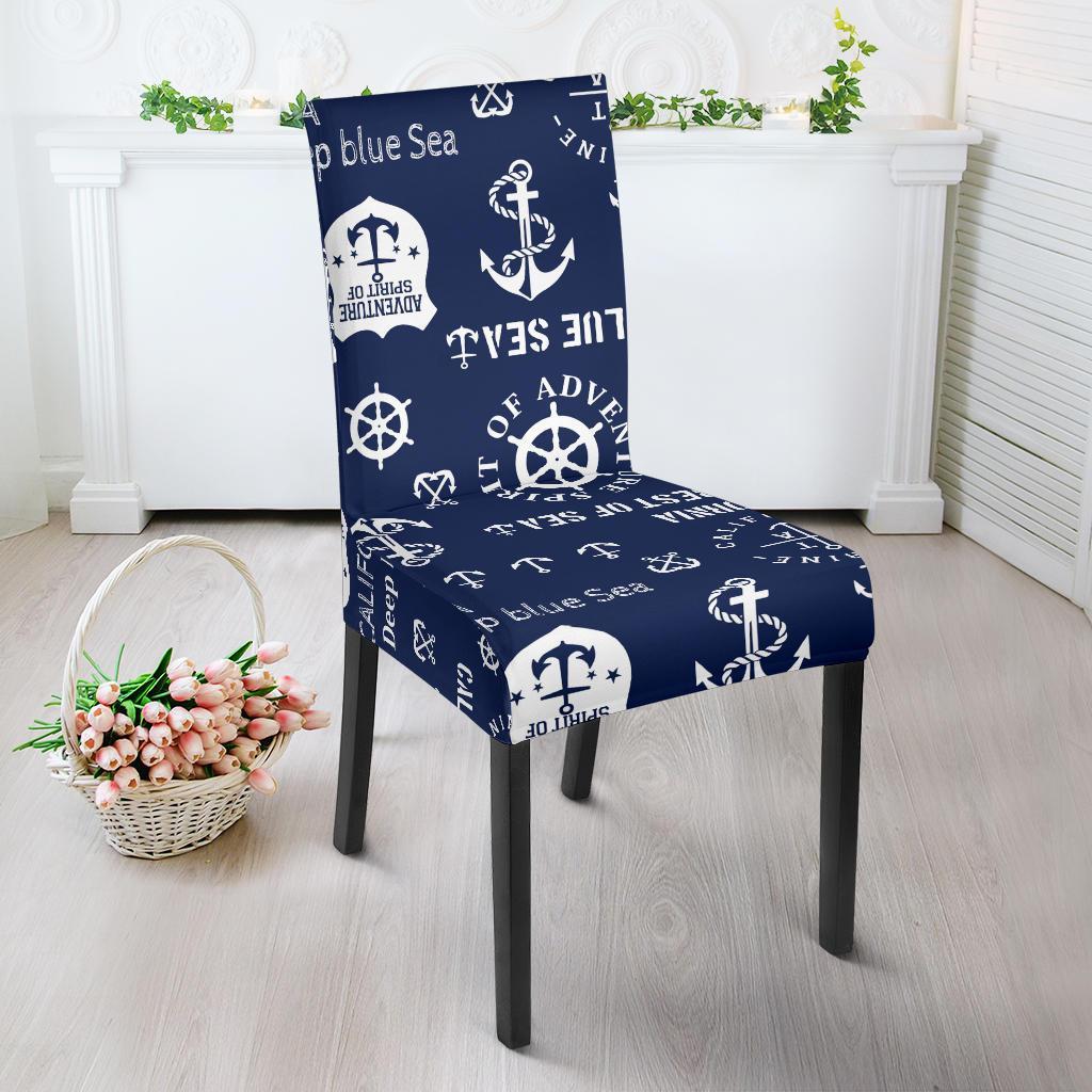 Nautical Anchor Print Pattern Chair Cover-grizzshop