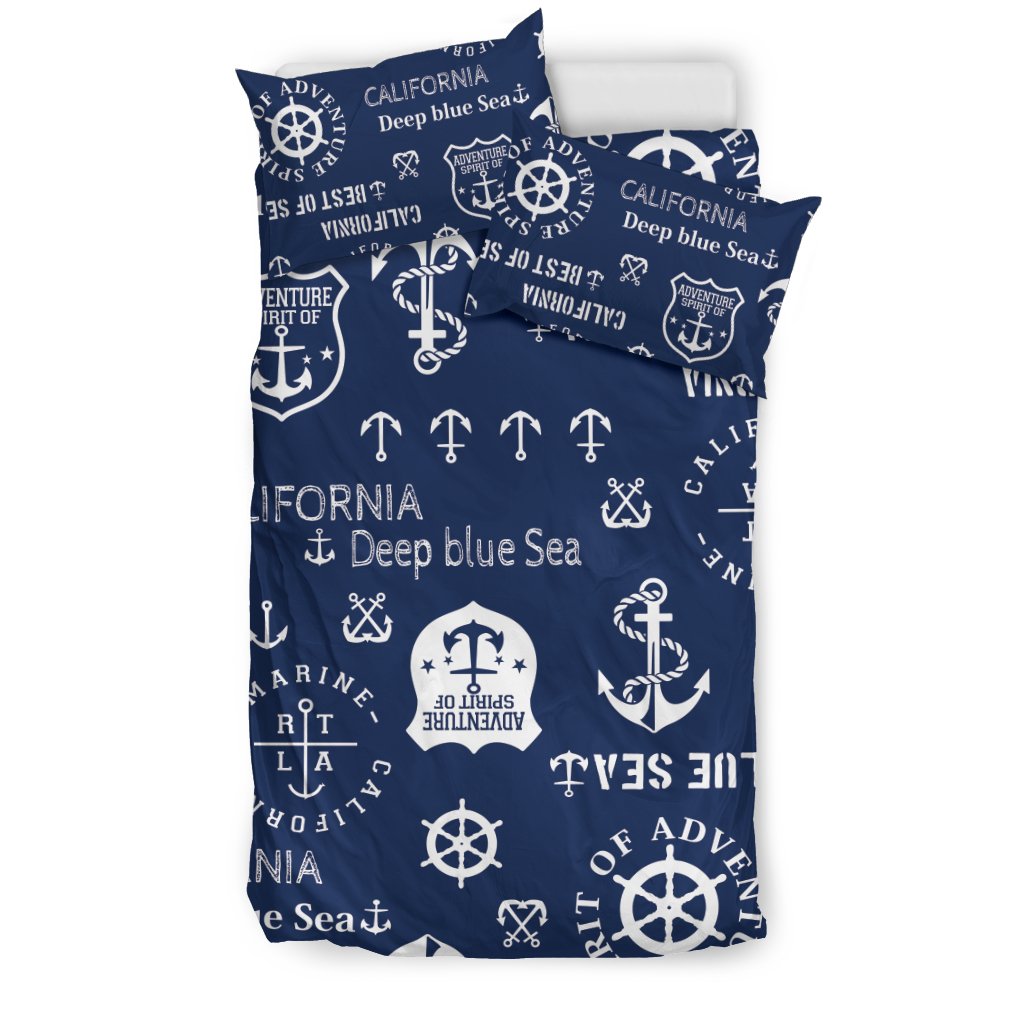 Nautical Anchor Print Pattern Duvet Cover Bedding Set-grizzshop
