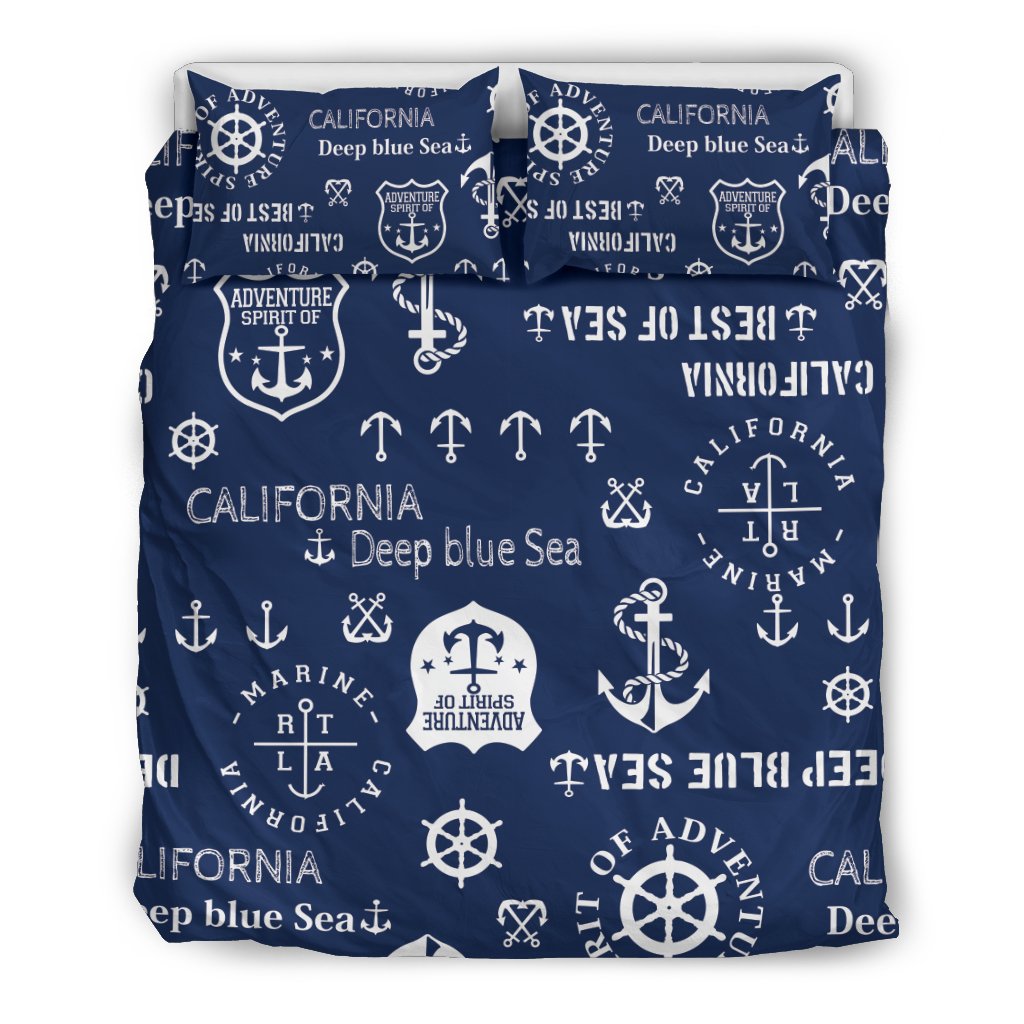 Nautical Anchor Print Pattern Duvet Cover Bedding Set-grizzshop