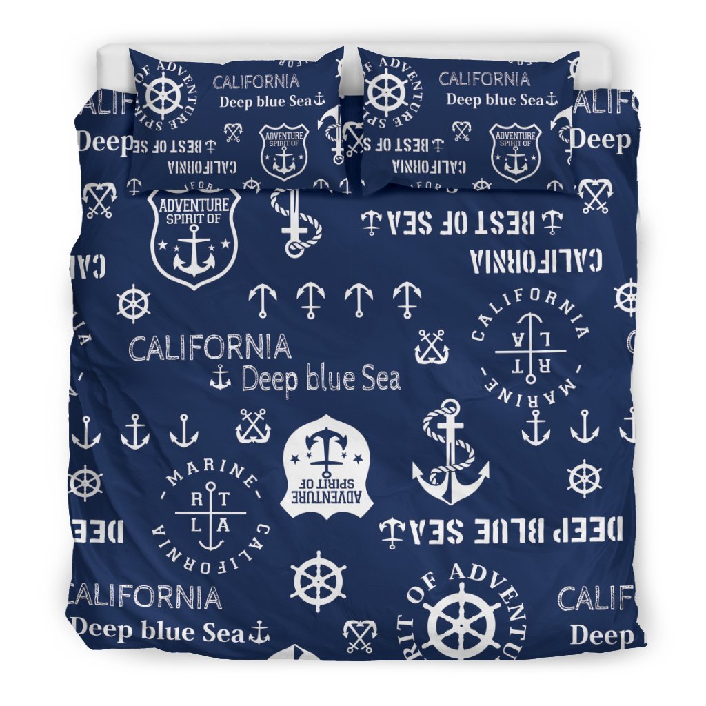 Nautical Anchor Print Pattern Duvet Cover Bedding Set-grizzshop