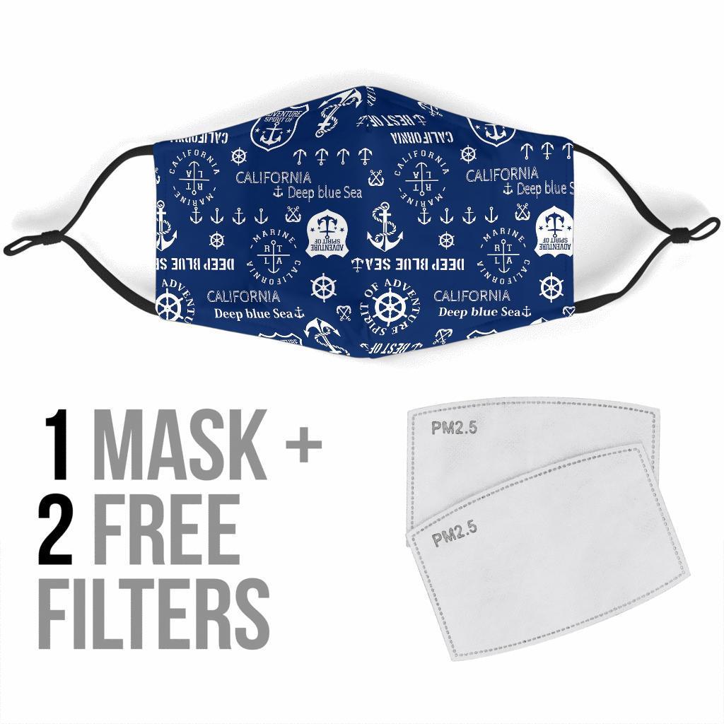 Nautical Anchor Print Pattern Face Mask-grizzshop