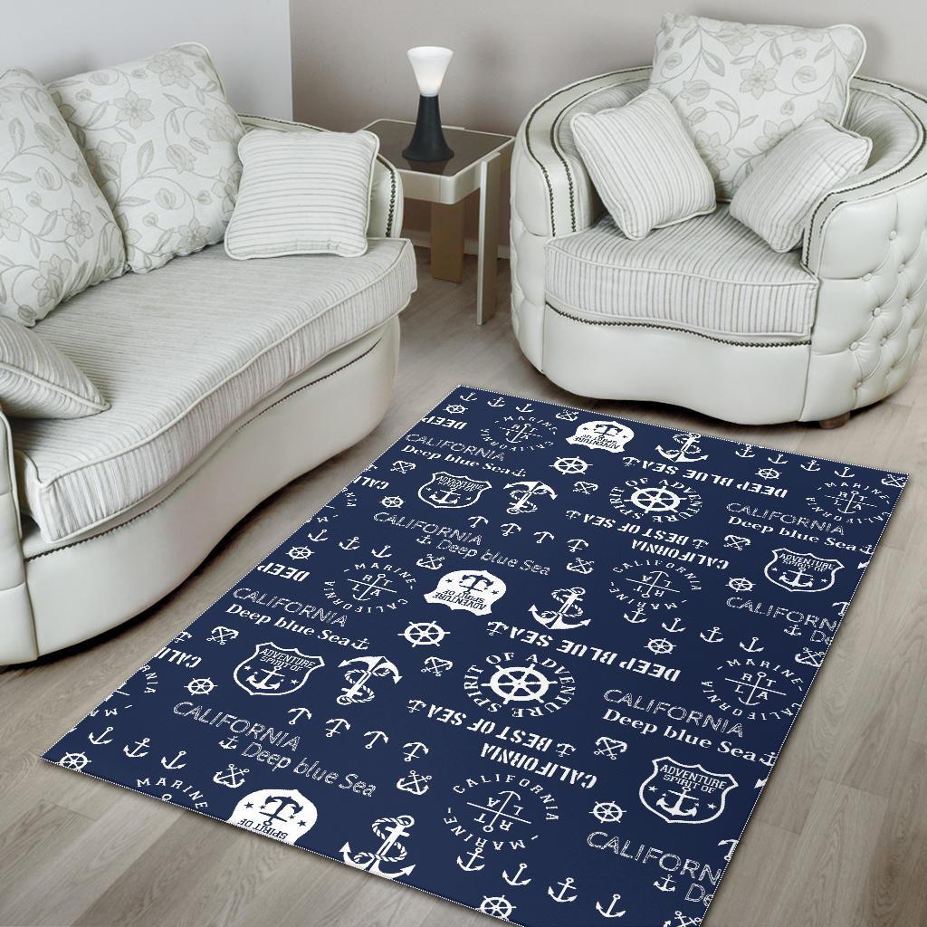 Nautical Anchor Print Pattern Floor Mat-grizzshop