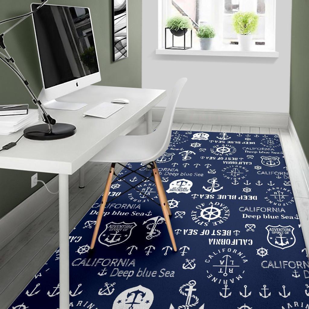 Nautical Anchor Print Pattern Floor Mat-grizzshop