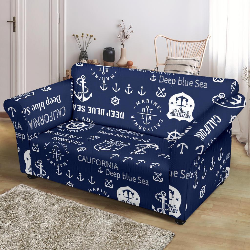 Nautical Anchor Print Pattern Loveseat Cover-grizzshop