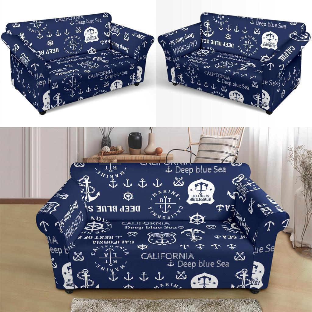 Nautical Anchor Print Pattern Loveseat Cover-grizzshop