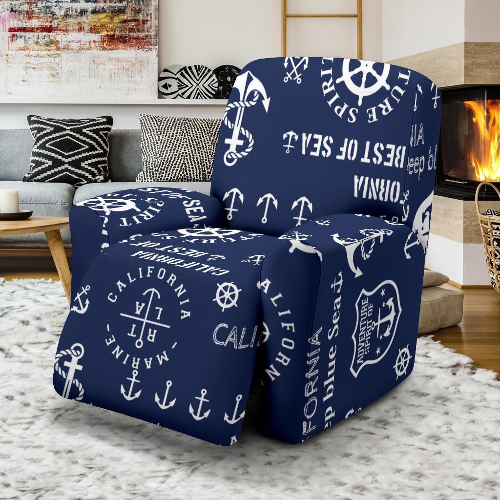 Nautical Anchor Print Pattern Recliner Cover-grizzshop