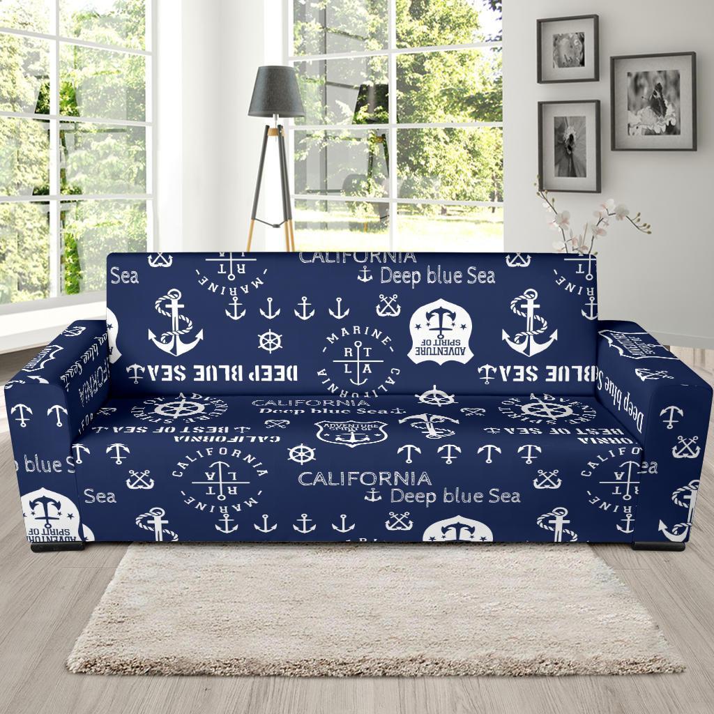 Nautical Anchor Print Pattern Sofa Covers-grizzshop