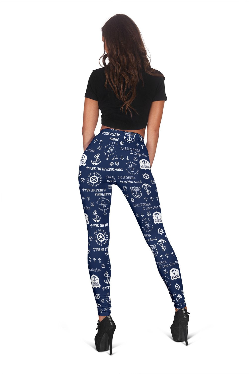 Nautical Anchor Print Pattern Women Leggings-grizzshop