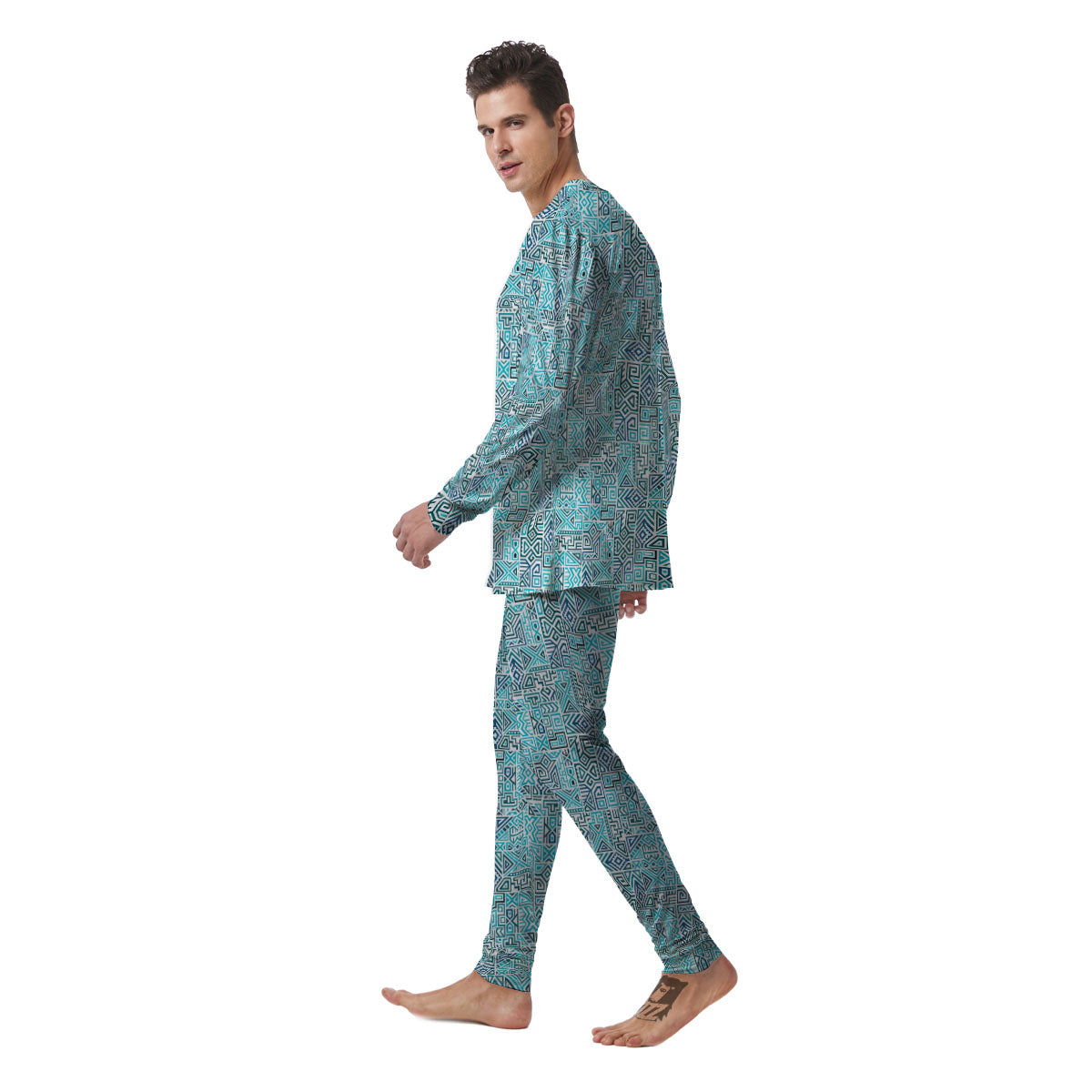 Navajo Ancient Geometric Print Men's Pajamas-grizzshop