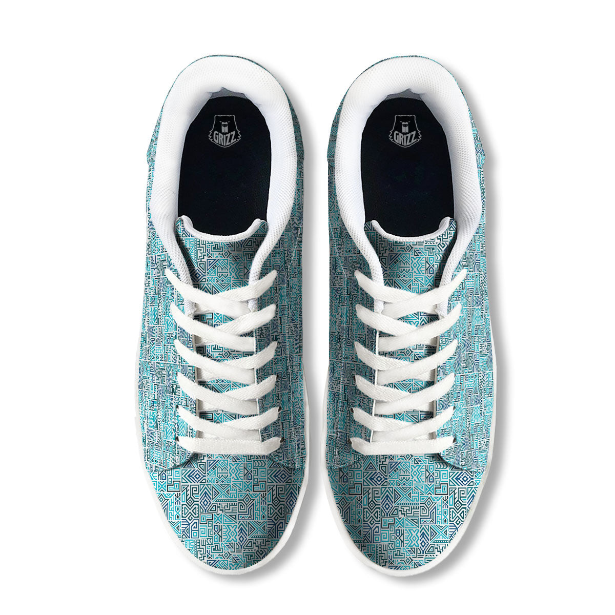 Navajo Ancient Geometric Print White Low Top Sneakers-grizzshop
