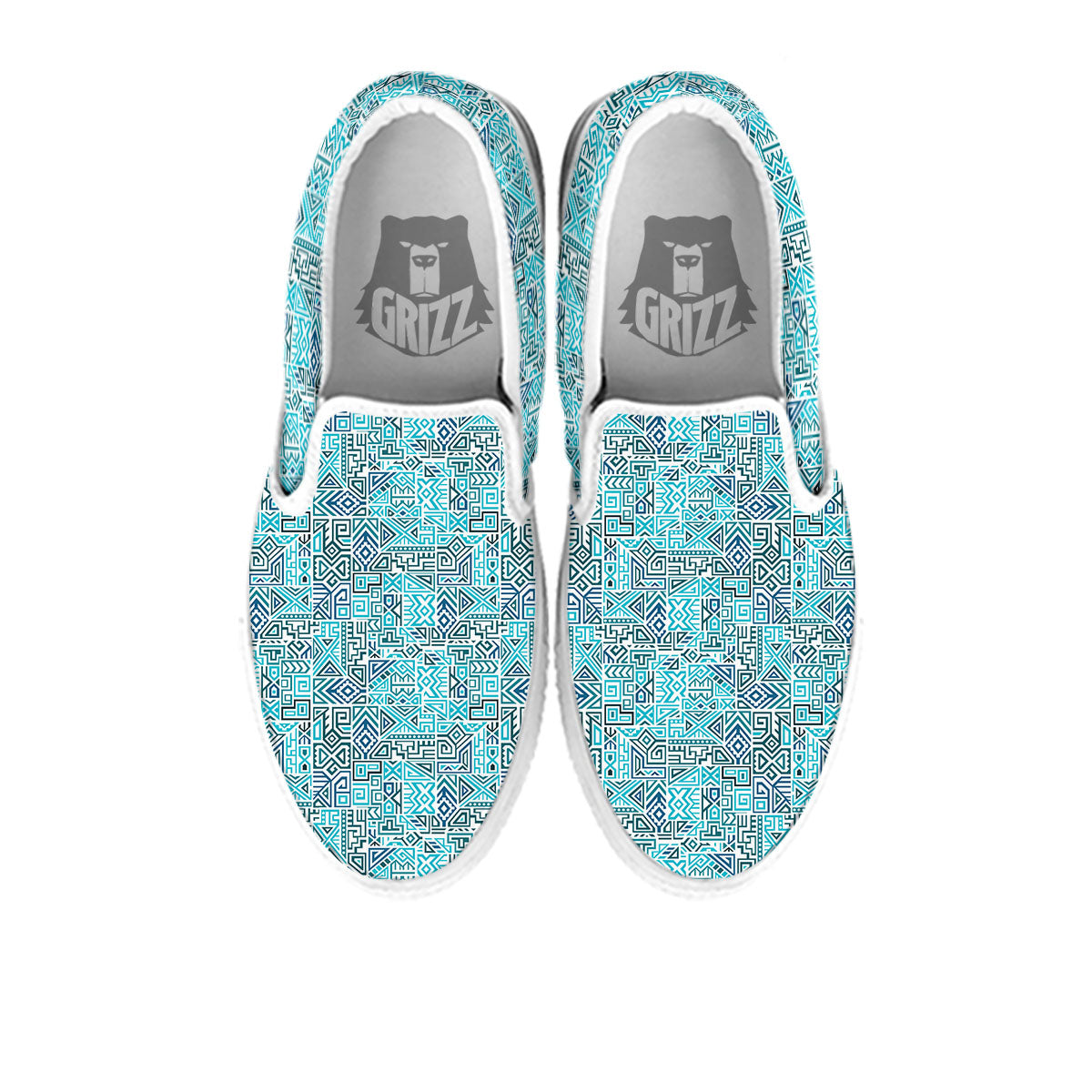 Navajo Ancient Geometric Print White Slip On Shoes-grizzshop