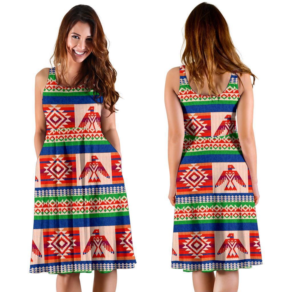 Navajo Aztec Tribal Native Indians American Print Dress-grizzshop