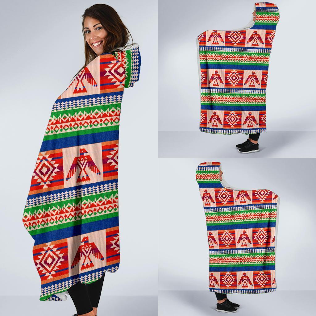 Navajo Aztec Tribal Native Indians American Print Hooded Blanket-grizzshop
