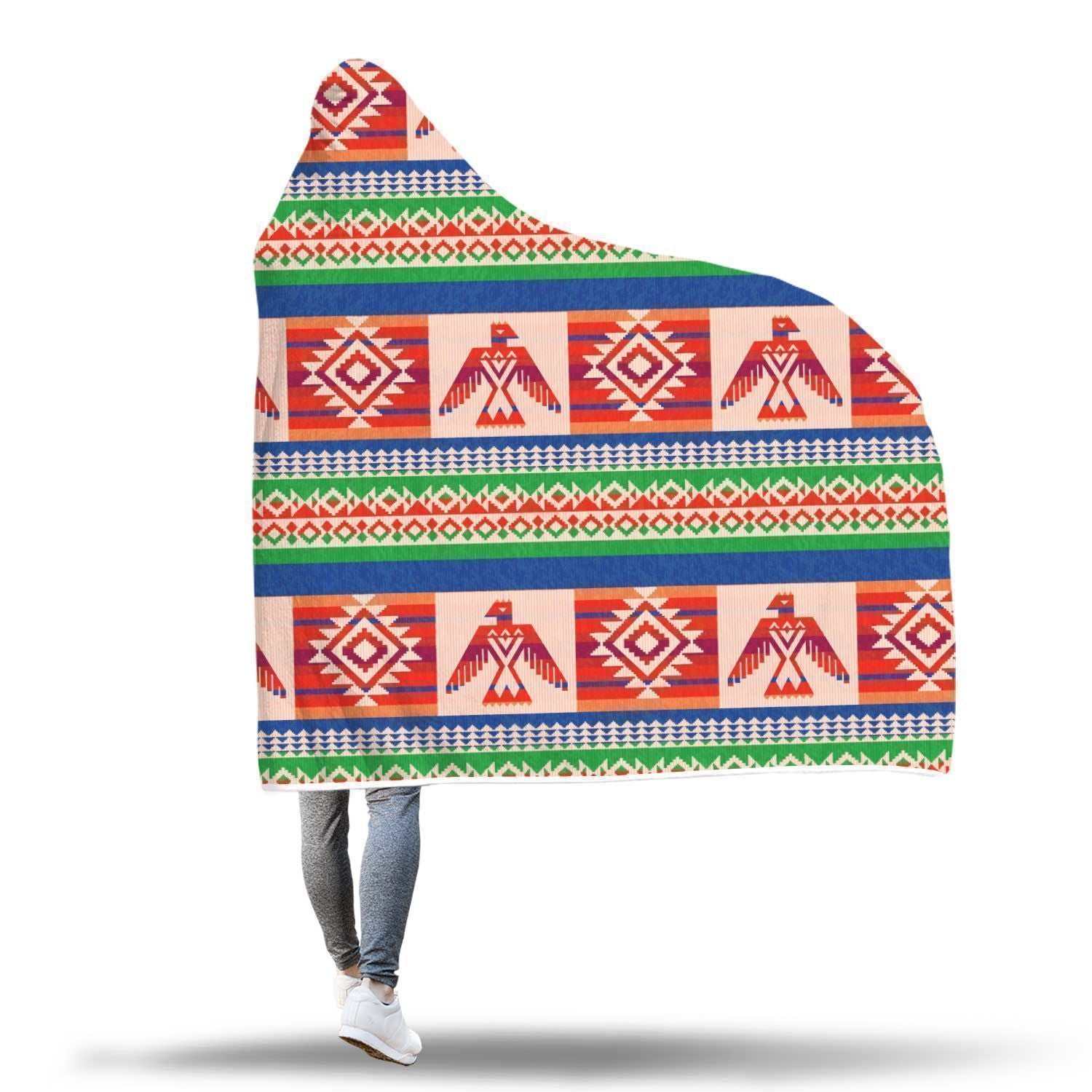 Navajo Aztec Tribal Native Indians American Print Hooded Blanket-grizzshop