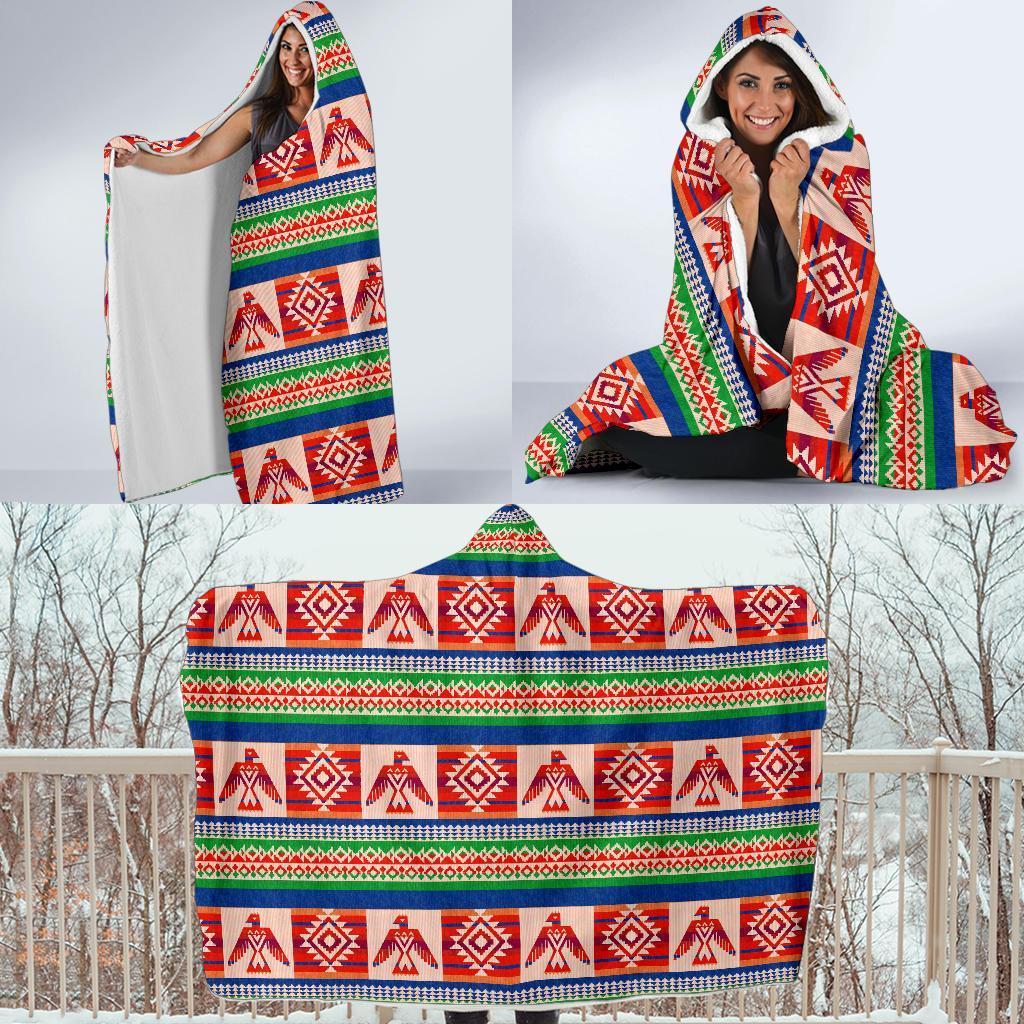 Navajo Aztec Tribal Native Indians American Print Hooded Blanket-grizzshop
