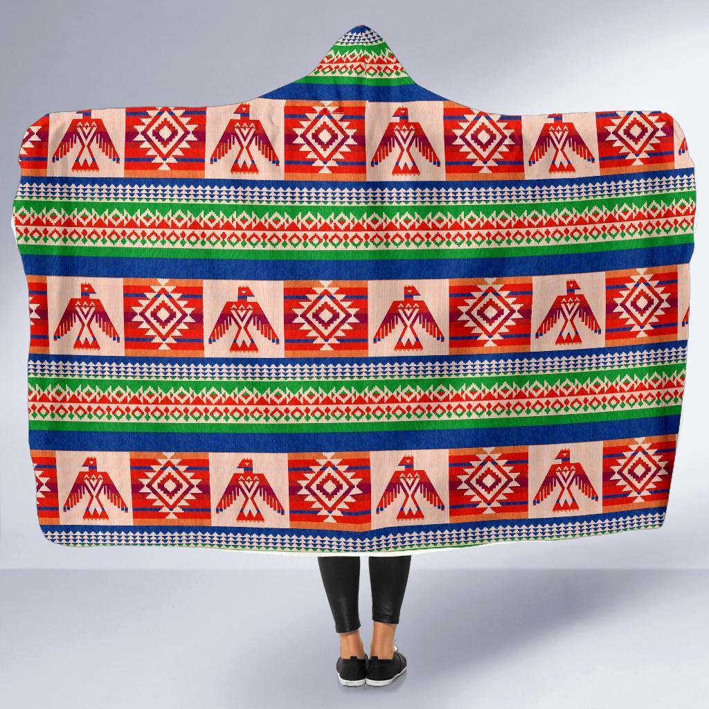 Navajo Aztec Tribal Native Indians American Print Hooded Blanket-grizzshop