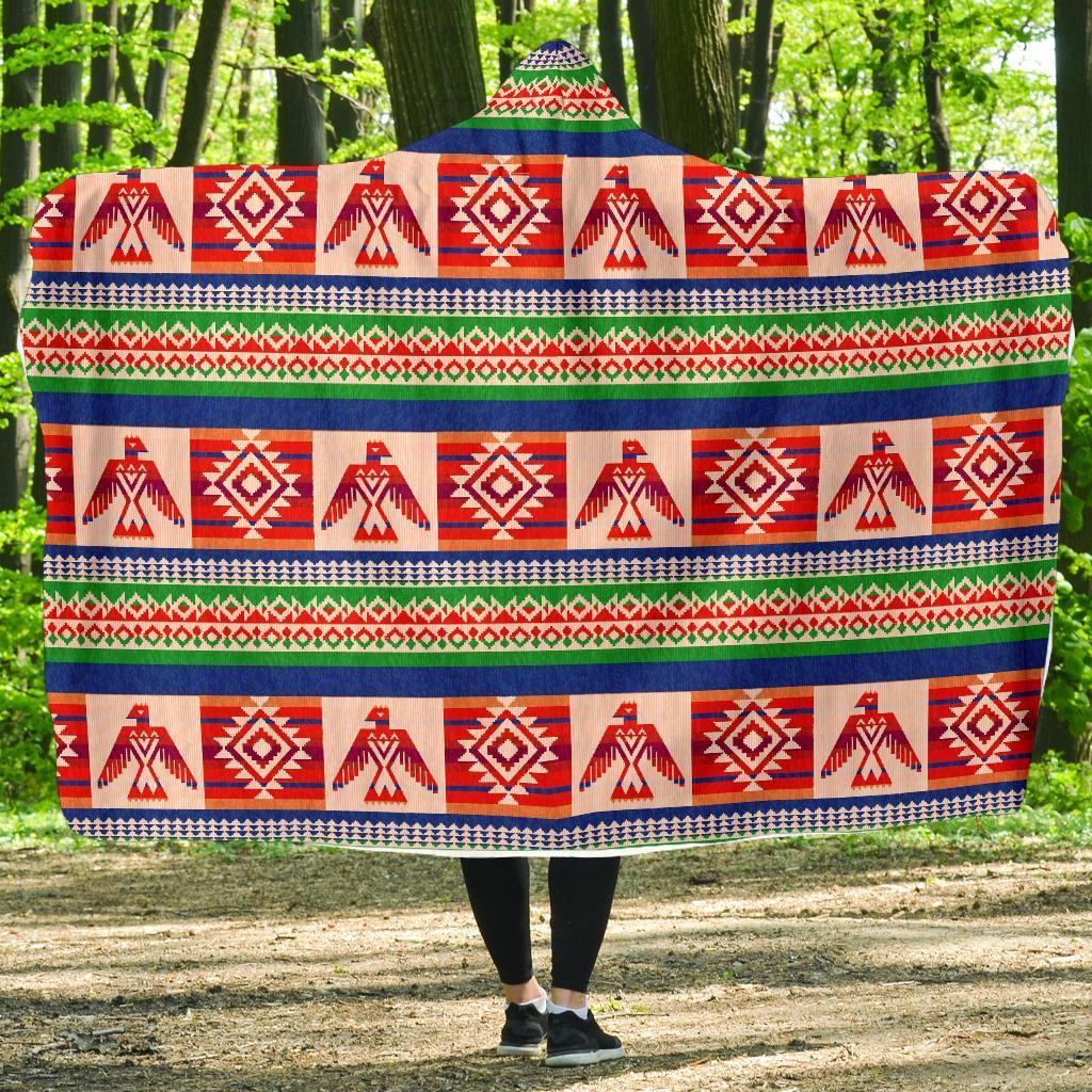Navajo Aztec Tribal Native Indians American Print Hooded Blanket-grizzshop