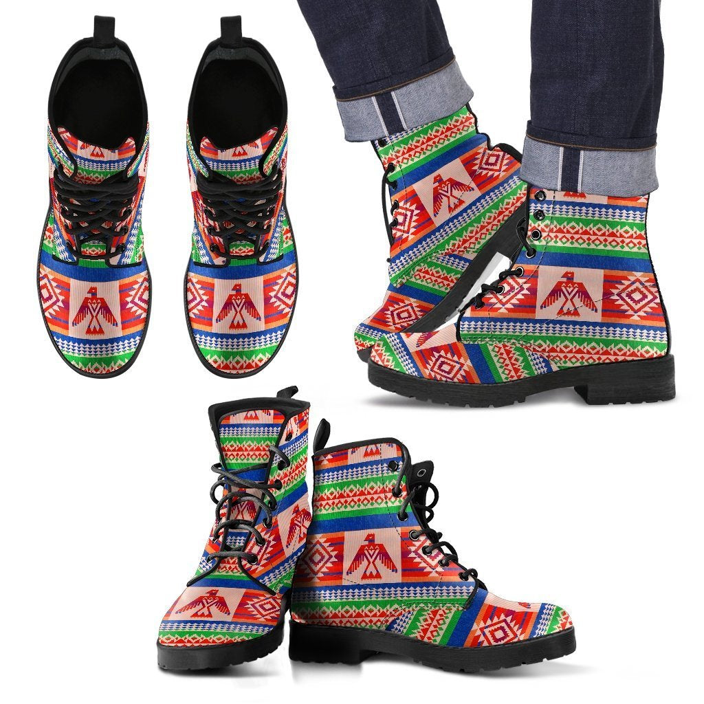 Navajo Aztec Tribal Native Indians American Print Men Leather Boots-grizzshop