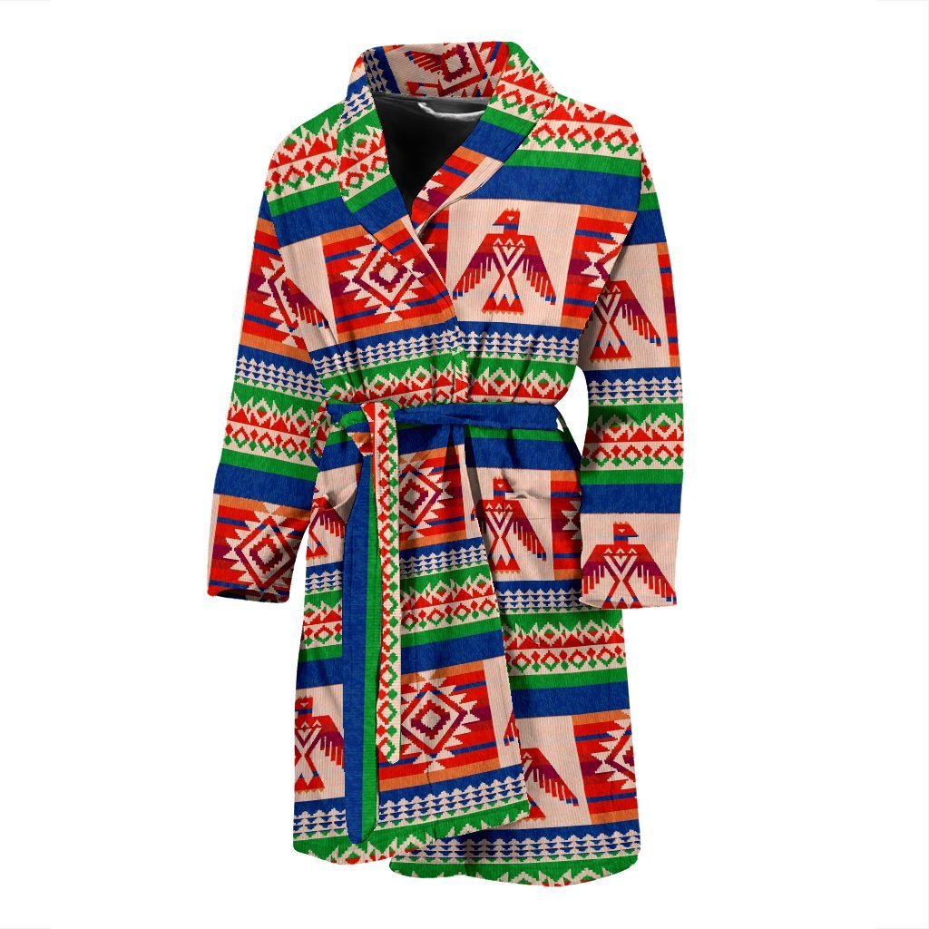 Navajo Aztec Tribal Native Indians American Print Men Long Robe-grizzshop