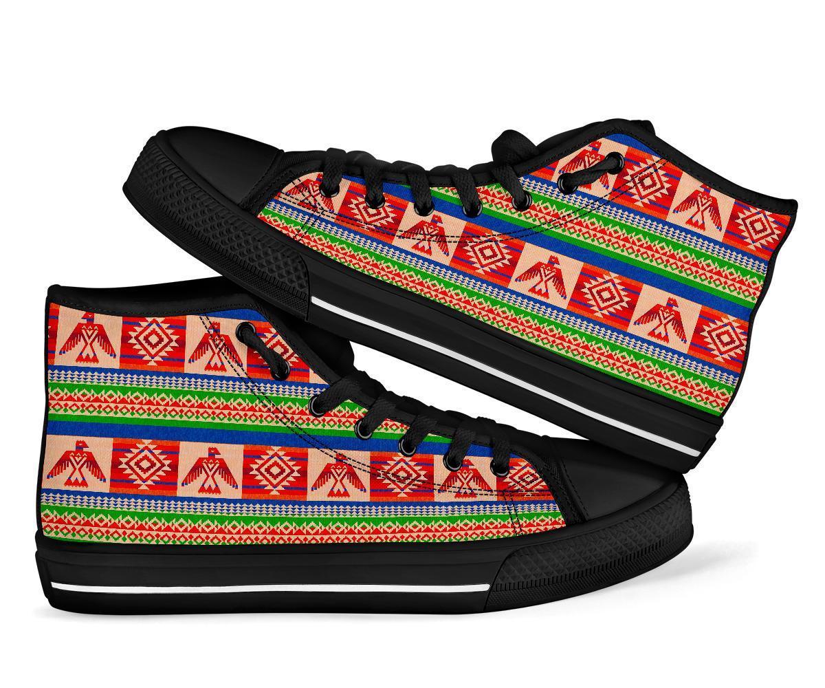 Navajo Aztec Tribal Native Indians American Print Men Women's High Top Shoes-grizzshop