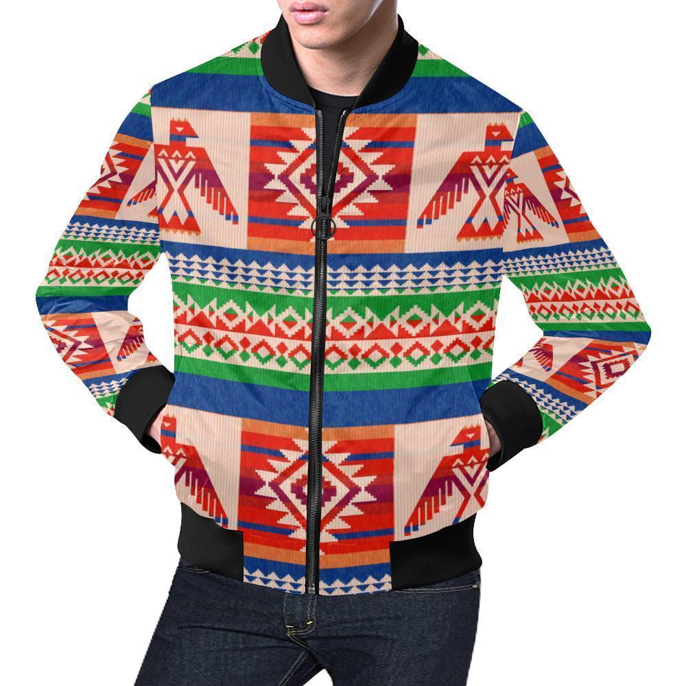 Navajo Aztec Tribal Native Indians American Print Men's Bomber Jacket-grizzshop